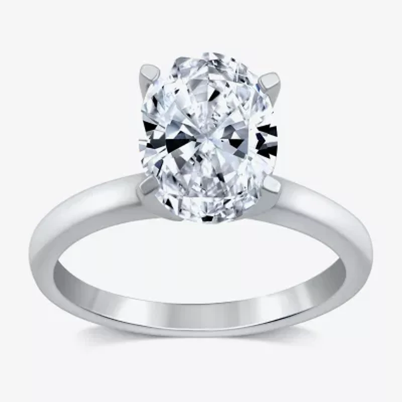 (G / VS2) Womens 3 CT. Lab-Grown White Diamond 14K Gold Oval Solitaire Engaement Ring