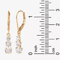 14K Yellow Gold Triple Cubic Zirconia Drop Earrings