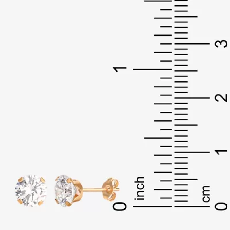 6mm 14K Yellow Gold Round Cubic Zirconia Stud Earrings