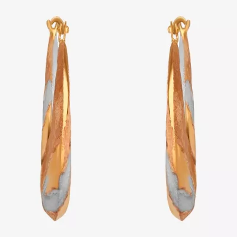 14K Gold Tri-Color Hoop Earrings