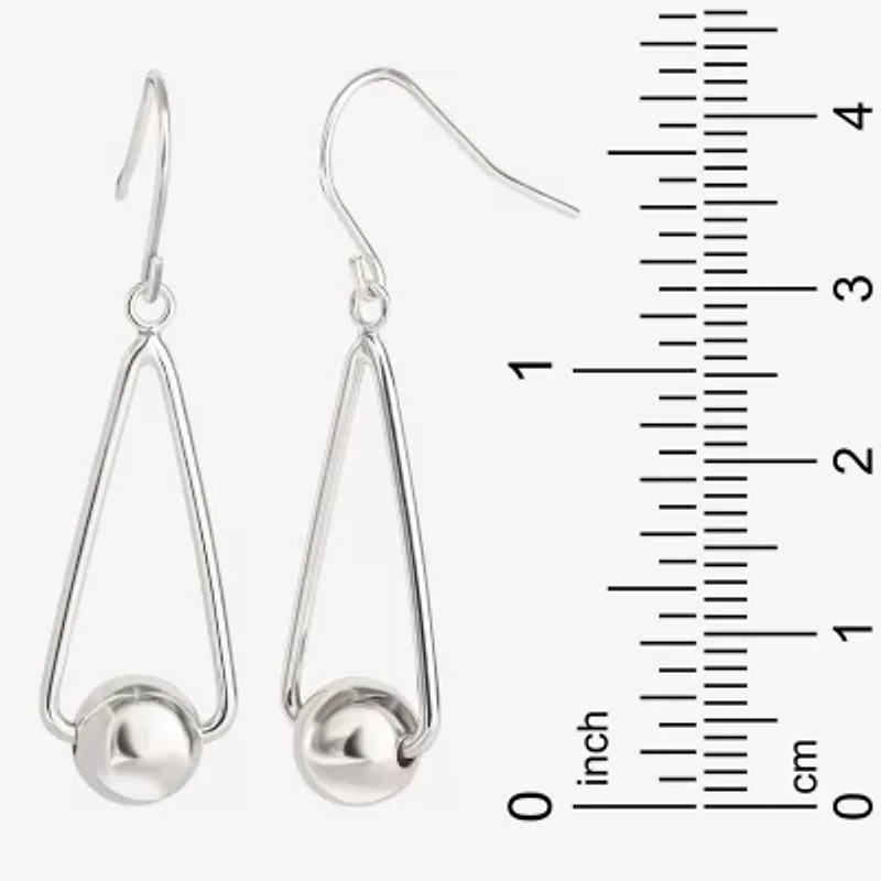 Womens Sterling Silver Ball Drop Earrings