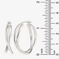 Womens Sterling Silver 33.2mm Round Hoop Earrings