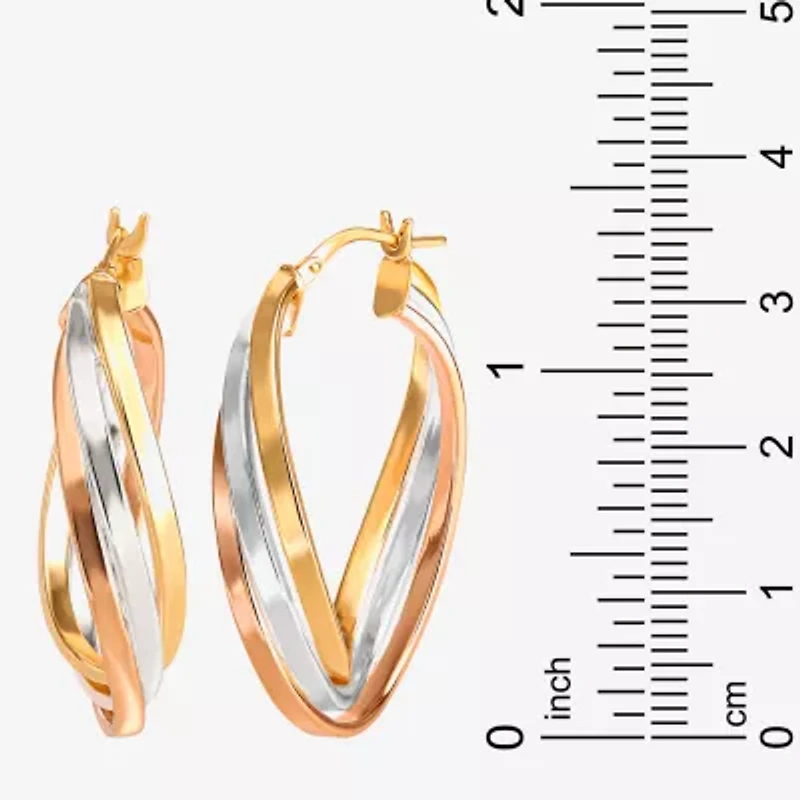 Tri-Tone Tiered Hoop Earrings