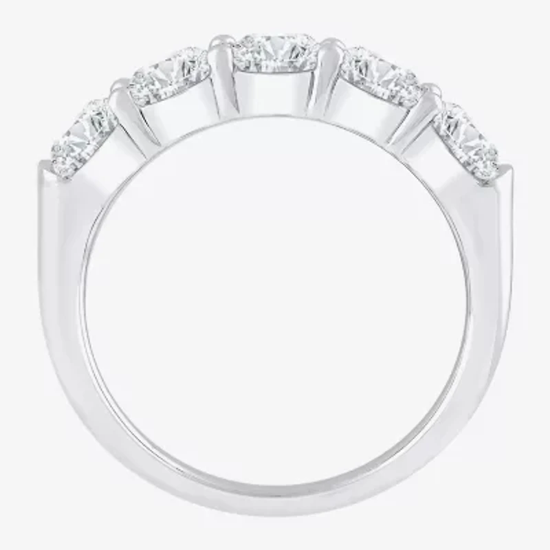 (H-I / I1) Womens 2 CT. T.W. Lab Grown White Diamond 10K Gold 5-Stone Anniversary Band
