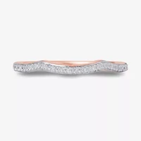 Surrounded by Love Womens 2MM Diamond Accent Natural White 14K Rose Gold Over Silver Sterling Wedding Band