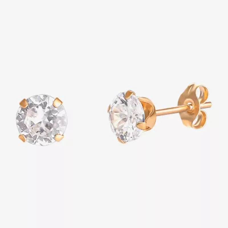 Cubic Zirconia Studs, 14K Yellow Gold 4mm
