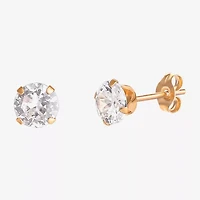 Cubic Zirconia Studs, 14K Yellow Gold 4mm