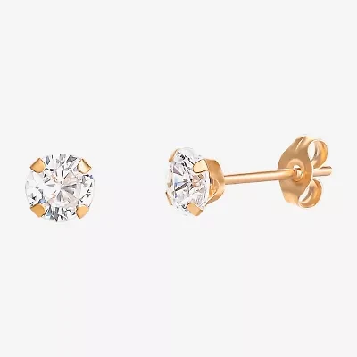 5mm 14K Gold Cubic Zirconia Round Stud Earring