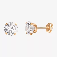 6mm 14K Yellow Gold Round Cubic Zirconia Stud Earrings