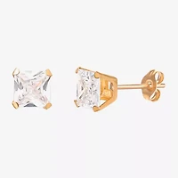 5mm Stud Earrings, 14K Cubic Zirconia Princess Cut