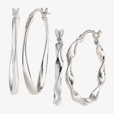Sterling Silver 2-pr. Hoop Earrings
