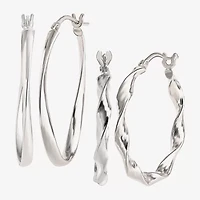 Sterling Silver 2-pr. Hoop Earrings