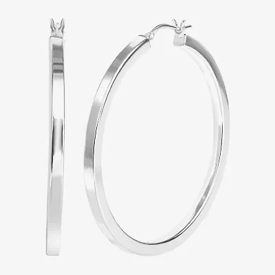 Sterling Silver 2" Square Tube Hoop Earrings
