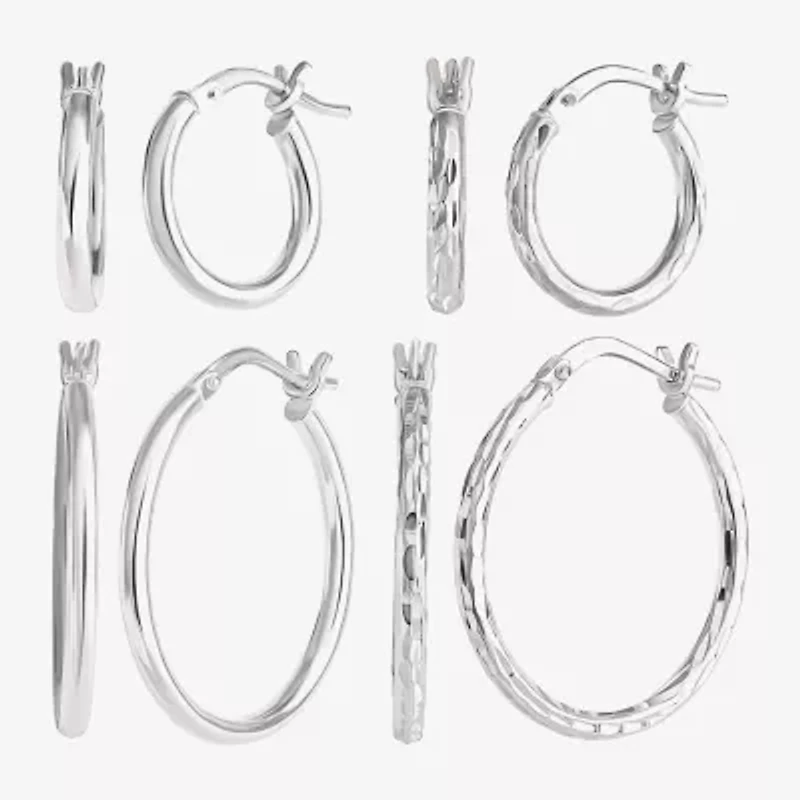 Womens Sterling Silver 4 Pair Earring Set