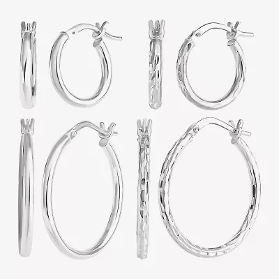 Womens Sterling Silver 4 Pair Earring Set