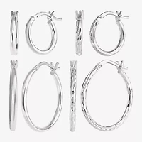 Womens Sterling Silver 4 Pair Earring Set