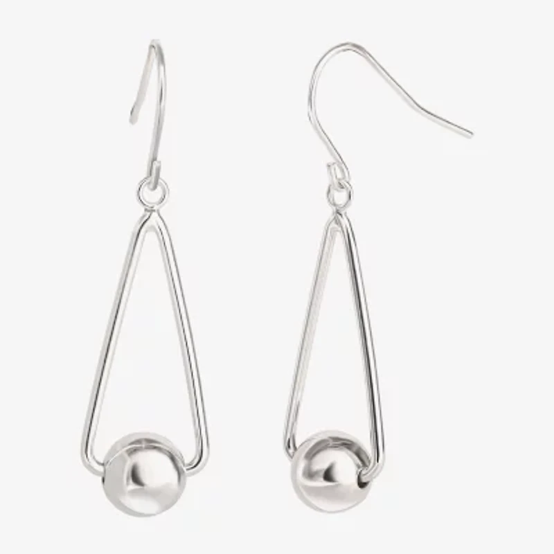 Womens Sterling Silver Ball Drop Earrings
