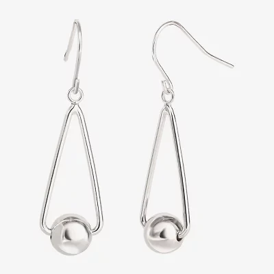 Womens Sterling Silver Ball Drop Earrings