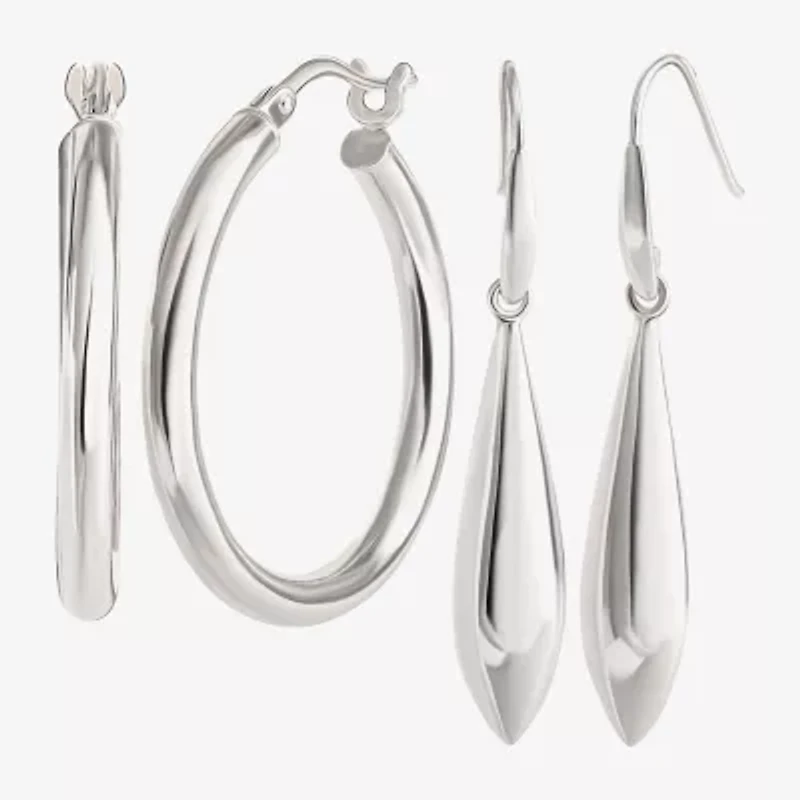 Womens Sterling Silver Earring Set