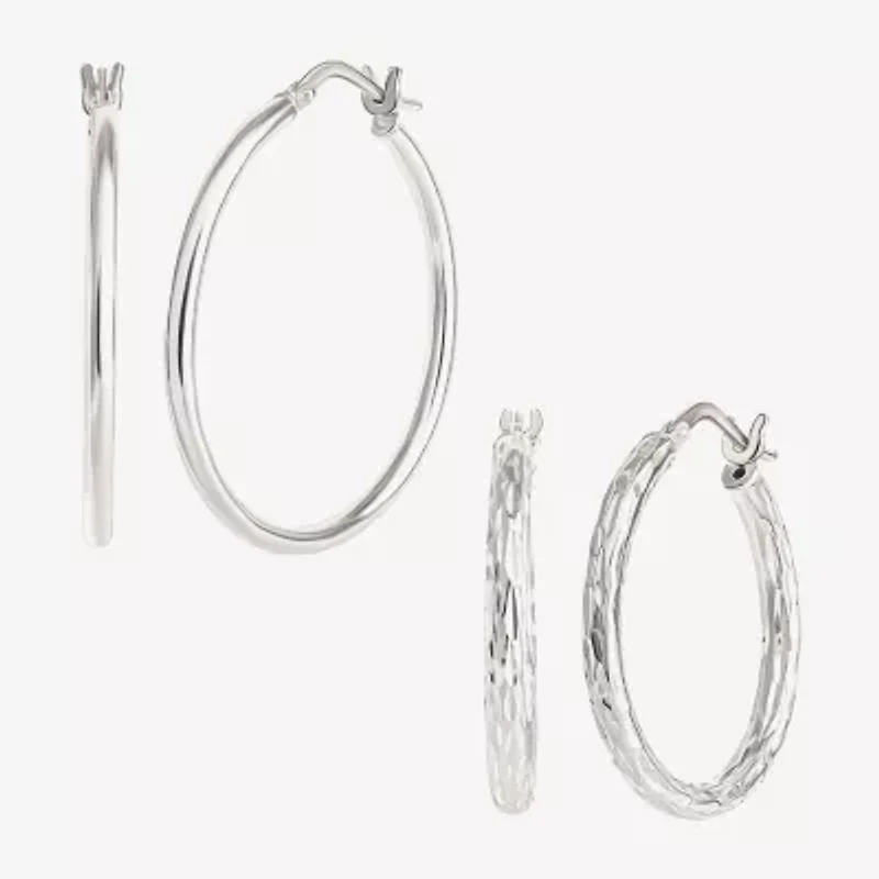 Sterling Silver 2-pr. Hoop Earring Set