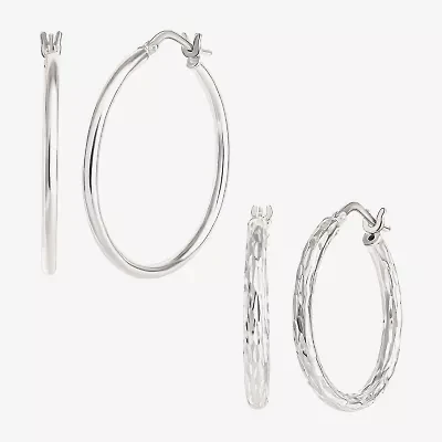 Sterling Silver 2-pr. Hoop Earring Set
