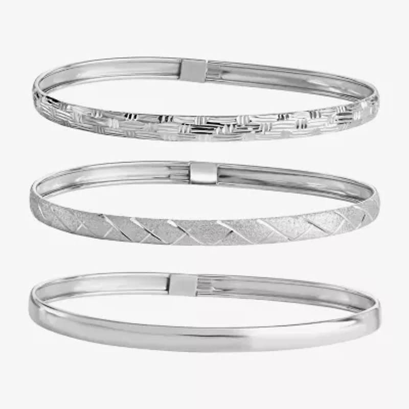 Sterling Silver Triple Bangle Bracelet Set
