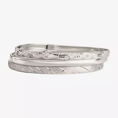 Sterling Silver Triple Bangle Bracelet Set