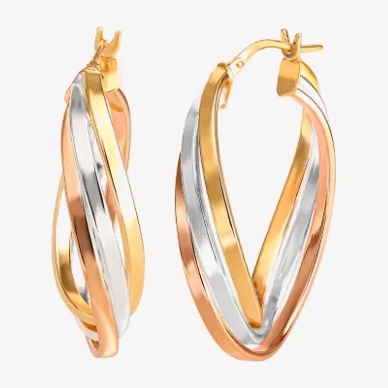 Tri-Tone Tiered Hoop Earrings