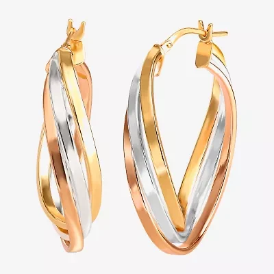 Tri-Tone Tiered Hoop Earrings