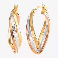 Tri-Tone Tiered Hoop Earrings