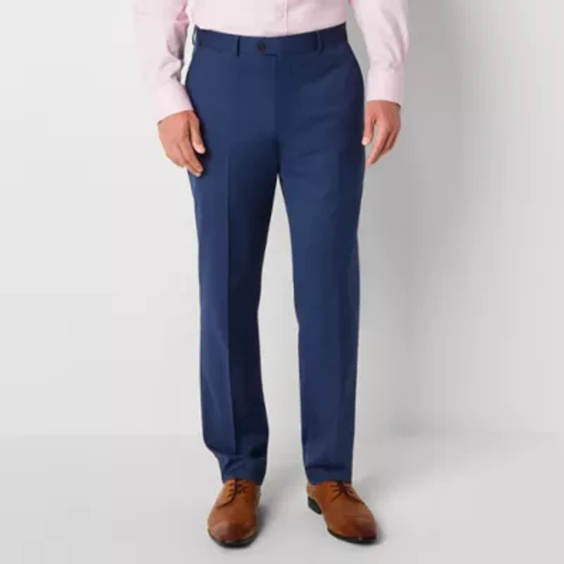 Stafford Signature Coolmax All Season Birdseye Mens Stretch Fabric Slim Fit Flat Front Suit Pant