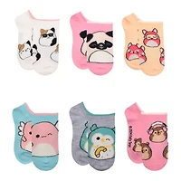 Little & Big Kid Girls 6 Pair Squishmallows No Show Socks