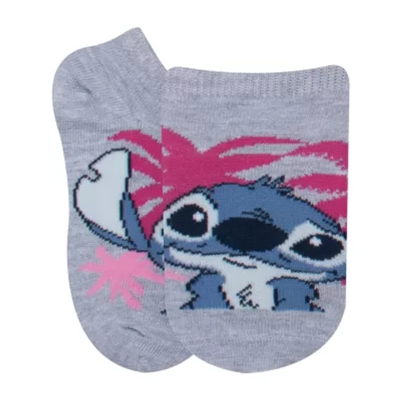 Little & Big Kid Girls 6 Pair Lilo Stitch No Show Socks