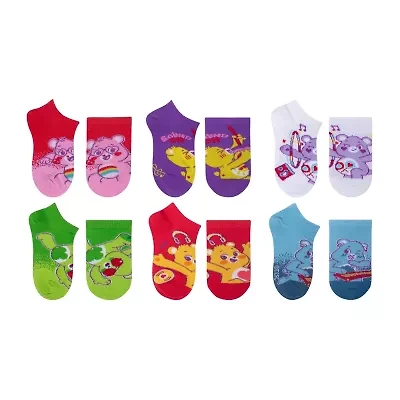 Little & Big Kid Girls 6 Pair Care Bears No Show Socks