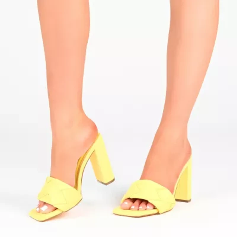 Journee Collection Maysie Womens Round Open Toe Block Heel Pumps