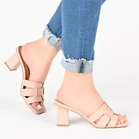 Journee Collection Renatta Womens Round Open Toe Block Heel Pumps