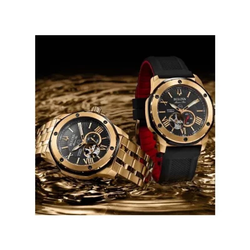 Bulova Marine Star Mens Automatic Black Strap Watch 98a272