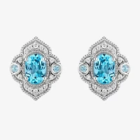Enchanted Disney Fine Jewelry 1/6 CT. T.W. Genuine Blue Topaz Sterling Silver 14mm Aladdin Jasmine Stud Earrings
