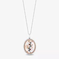 Enchanted Disney Fine Jewelry Womens 1/5 CT. Genuine White Quartz 14K Rose Gold Over Silver 18 Inch Pendant Necklace