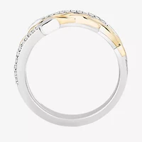 Enchanted Disney Fine Jewelry Womens 1/10 CT. T.W. Natural White Diamond 14K Gold Over Silver Arrow Brave Bypass  Band