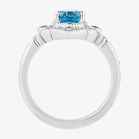 Enchanted Disney Fine Jewelry Womens 1/6 CT. T.W. Genuine Blue Topaz Sterling Silver Aladdin Jasmine Cocktail Ring