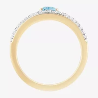 Enchanted Disney Fine Jewelry Womens 1/6 CT. T.W. Genuine Blue Topaz 14K Gold Over Silver Crown Aladdin Jasmine Cocktail Ring