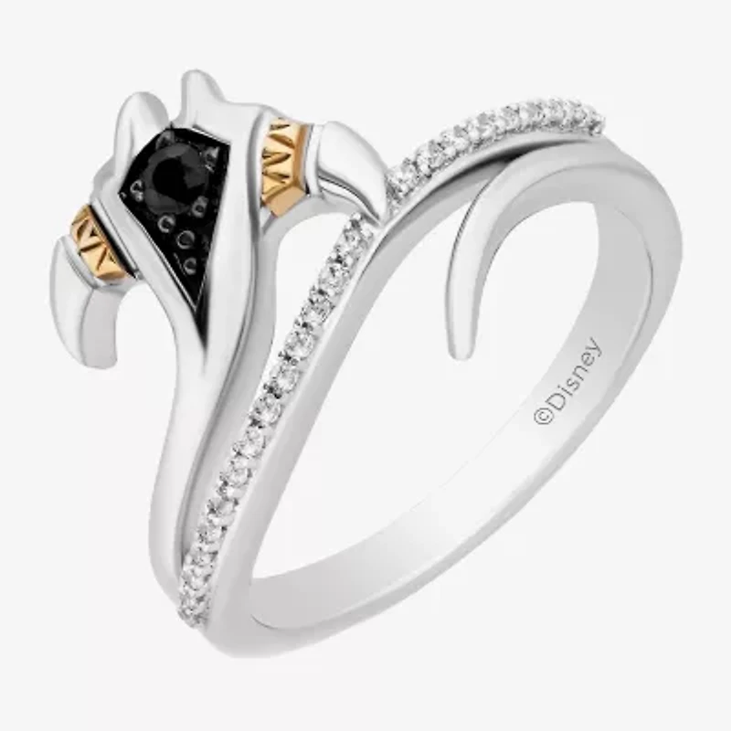 Enchanted Disney Fine Jewelry Womens 1/10 CT. T.W. Genuine Blue Sapphire 14K Gold Over Silver Moana Cocktail Ring