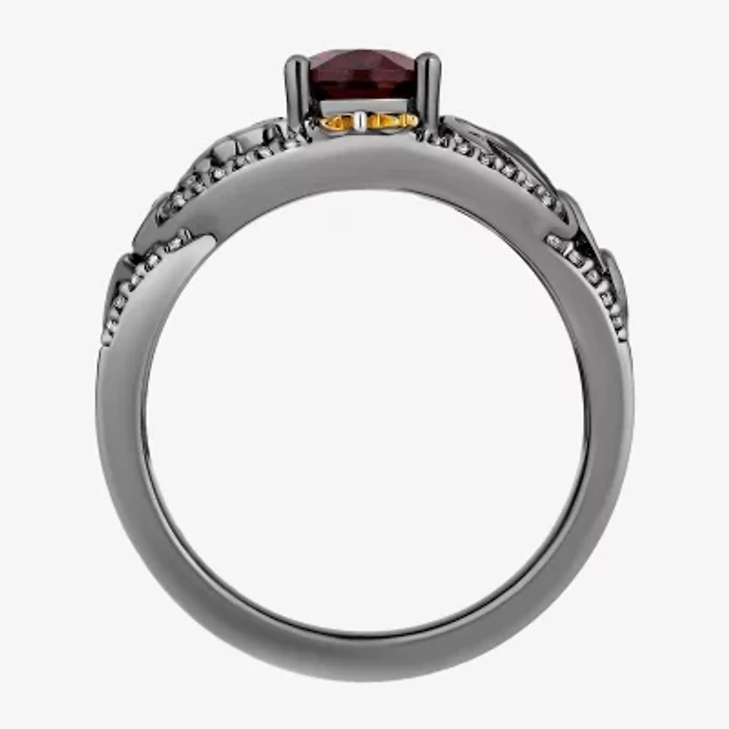 Enchanted Disney Fine Jewelry Villains Womens 1/8 CT. T.W. Genuine Red Garnet 14K Gold Over Silver Evil Queen Cocktail Ring