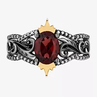 Enchanted Disney Fine Jewelry Villains Womens 1/8 CT. T.W. Genuine Red Garnet 14K Gold Over Silver Evil Queen Cocktail Ring
