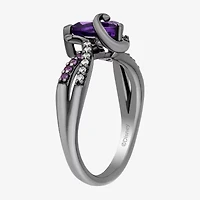 Enchanted Disney Fine Jewelry Villains Womens 1/10 CT. T.W. Genuine Purple Amethyst Sterling Silver The Little Mermaid Ursula Crossover Cocktail Ring
