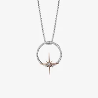 Star Wars Fine Jewelry Guardians Of Light Womens 1/10 CT. Natural White Diamond 10K Rose Gold Sterling Silver Circle 17 1/2 Inch Pendant Necklace