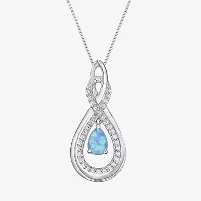 Limited Quantities! Womens Lab Created Opal Sterling Silver 18 Inch Pendant Necklace
