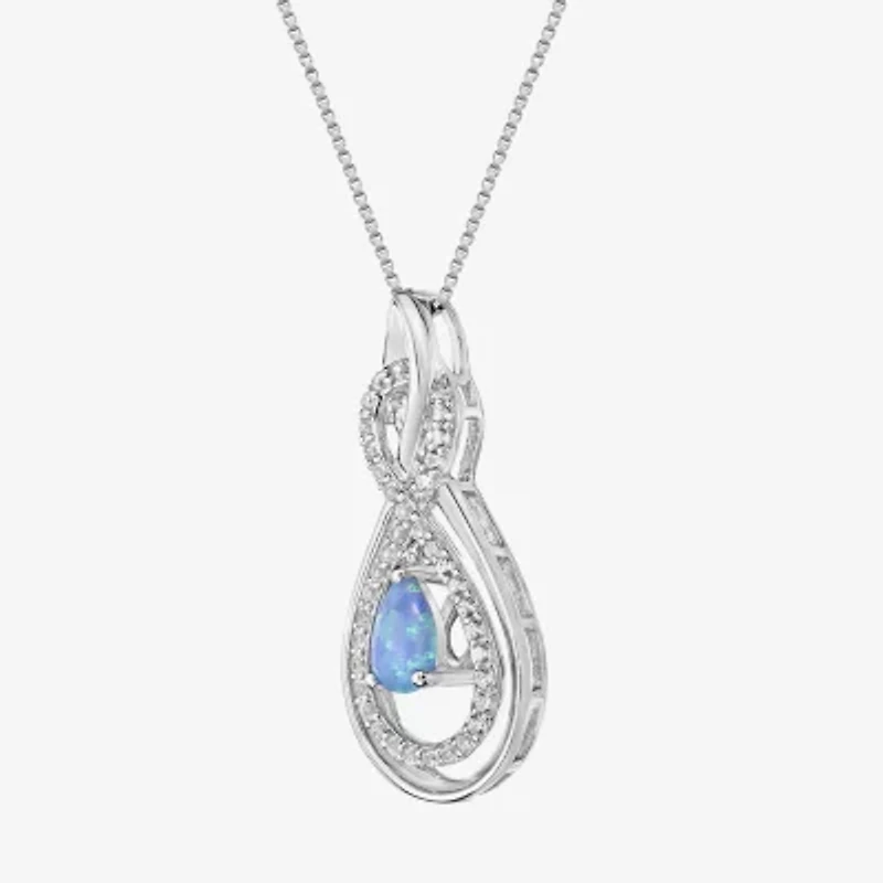 Limited Quantities! Womens Lab Created Opal Sterling Silver 18 Inch Pendant Necklace