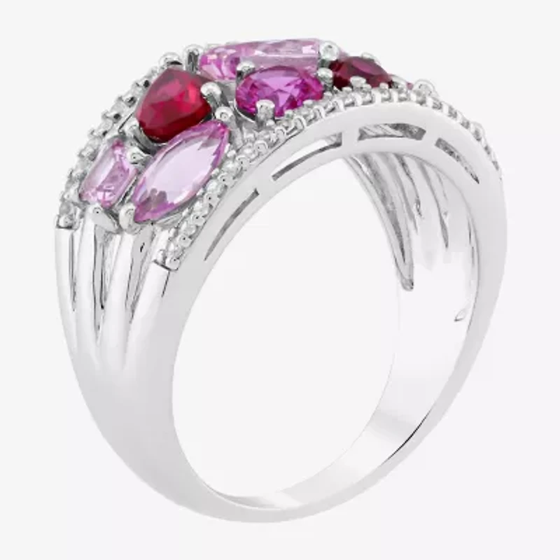 Limited Quantities! Womens Lab Created Pink Sapphire Sterling Silver Cocktail Ring